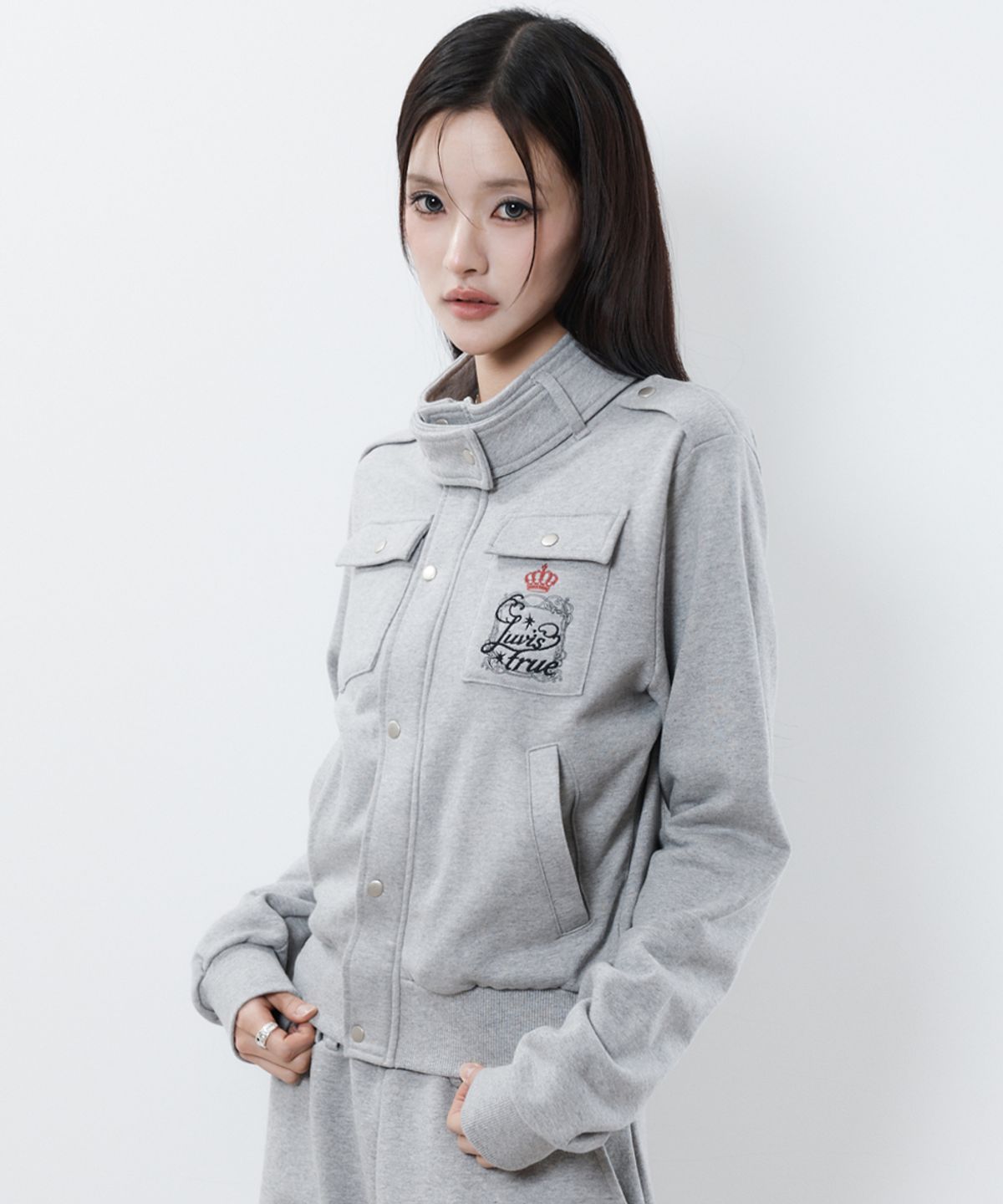 러브이즈트루(LUVISTRUE) RL LAYERED ANGEL TRAINING ZIP UP(GRAY)