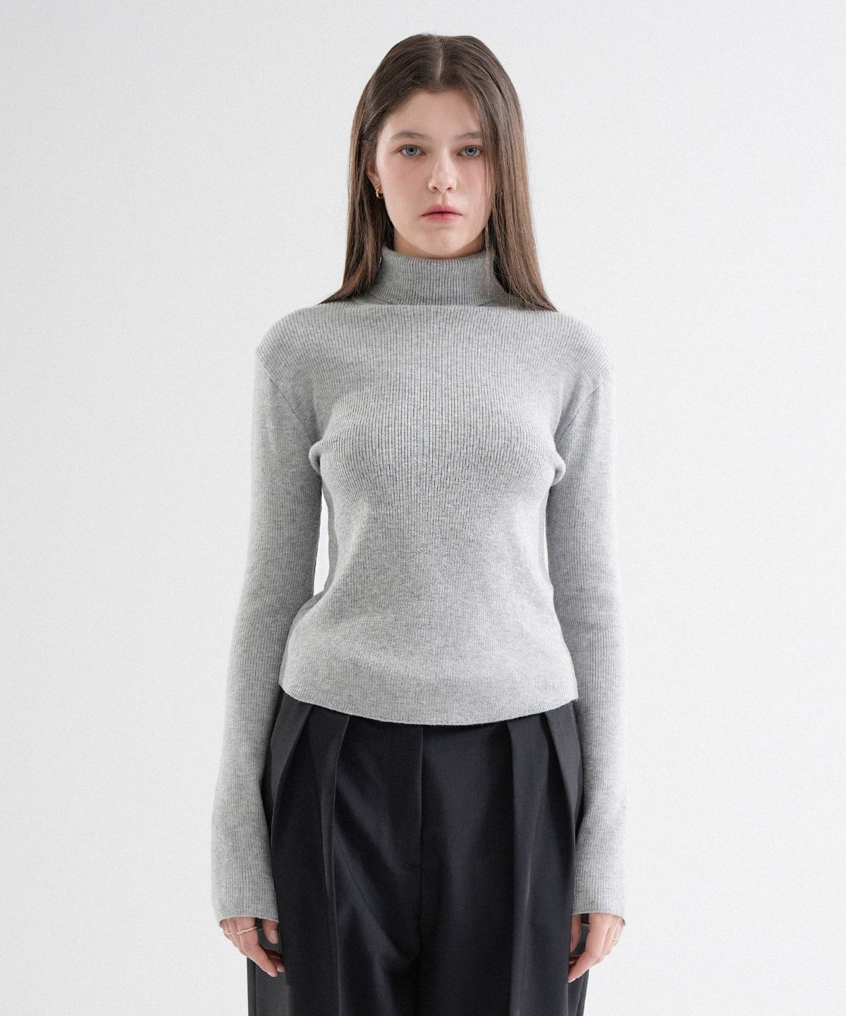 블레티(VLETI) Turtle-Neck Slim Fit Basic Knit (Gray)