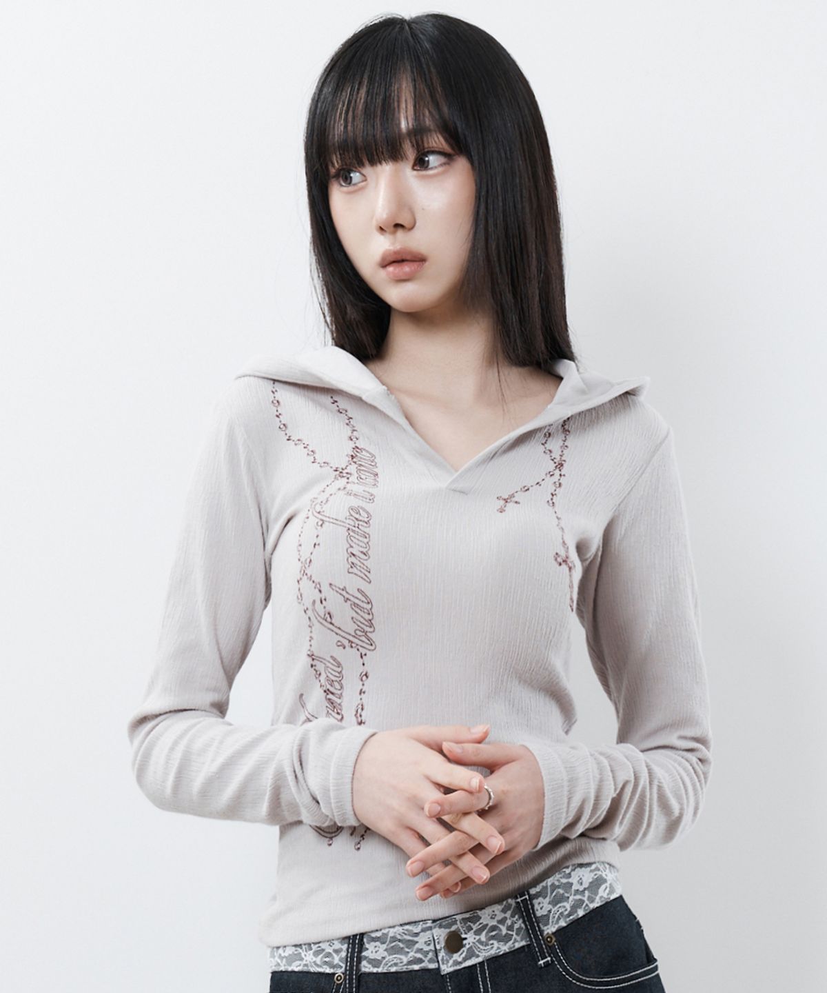 러브이즈트루(LUVISTRUE) RL ROSARY HOOD T-SHIRT(BEIGE)