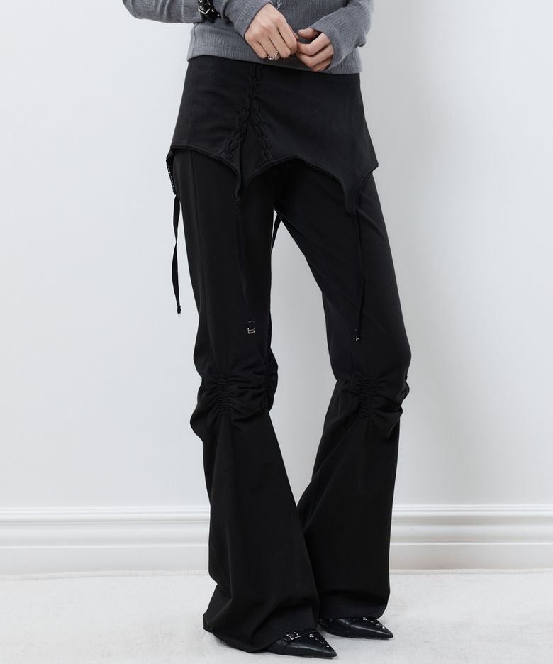 RL SHIRRING BOOTSCUT PANTS(BLACK)