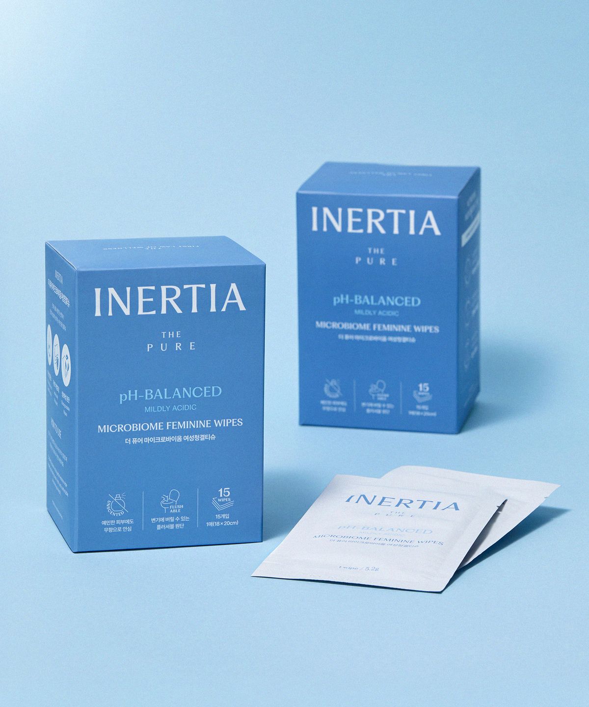 이너시아(INERTIA) 더퓨어 마이크로바이옴 여성청결티슈 15개입