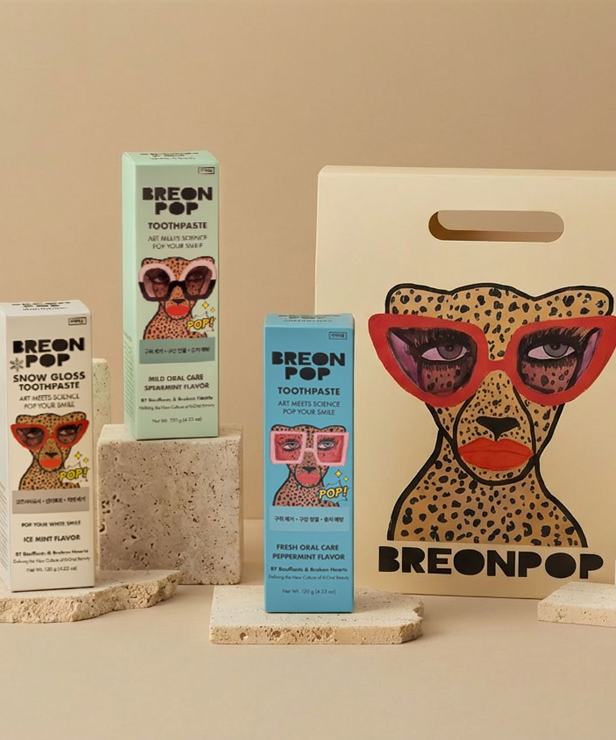 브레온팝(BREONPOP) 3종 오랄케어 토탈 컬렉션 세트 360g