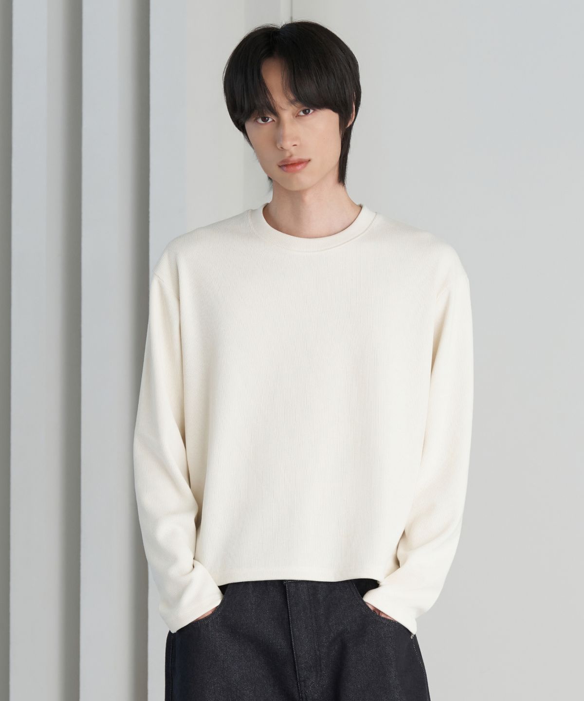 효지(HYOJI) 26 FW 골지 라운드 크롭 티셔츠 (3컬러)