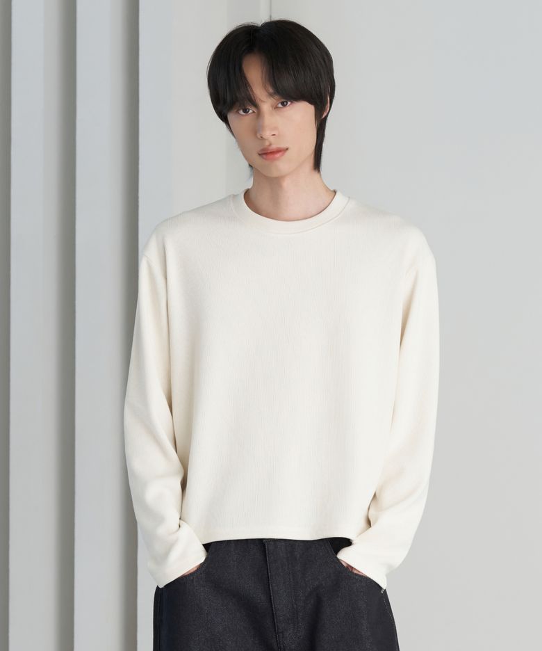 26 FW 골지 라운드 크롭 티셔츠 (3컬러)