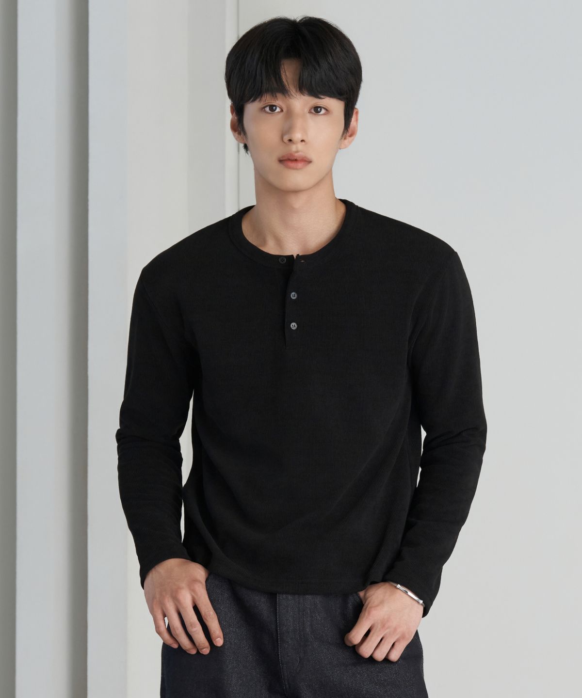 효지(HYOJI) 26 FW 골지 헨리넥 크롭 티셔츠 (3컬러)