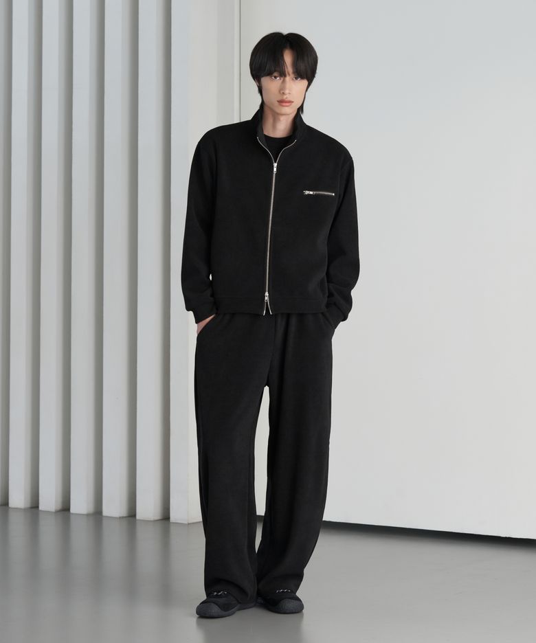 26 FW 골지 크롭 자켓 커브드 팬츠 셋업 세트 (블랙)