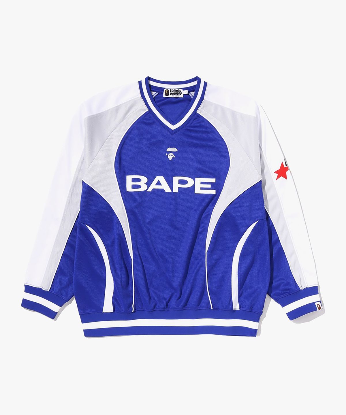 베이프(BAPE) 사커 로고 웜 업 릴렉스드 핏 롱슬리브 티셔츠(M) BLUE