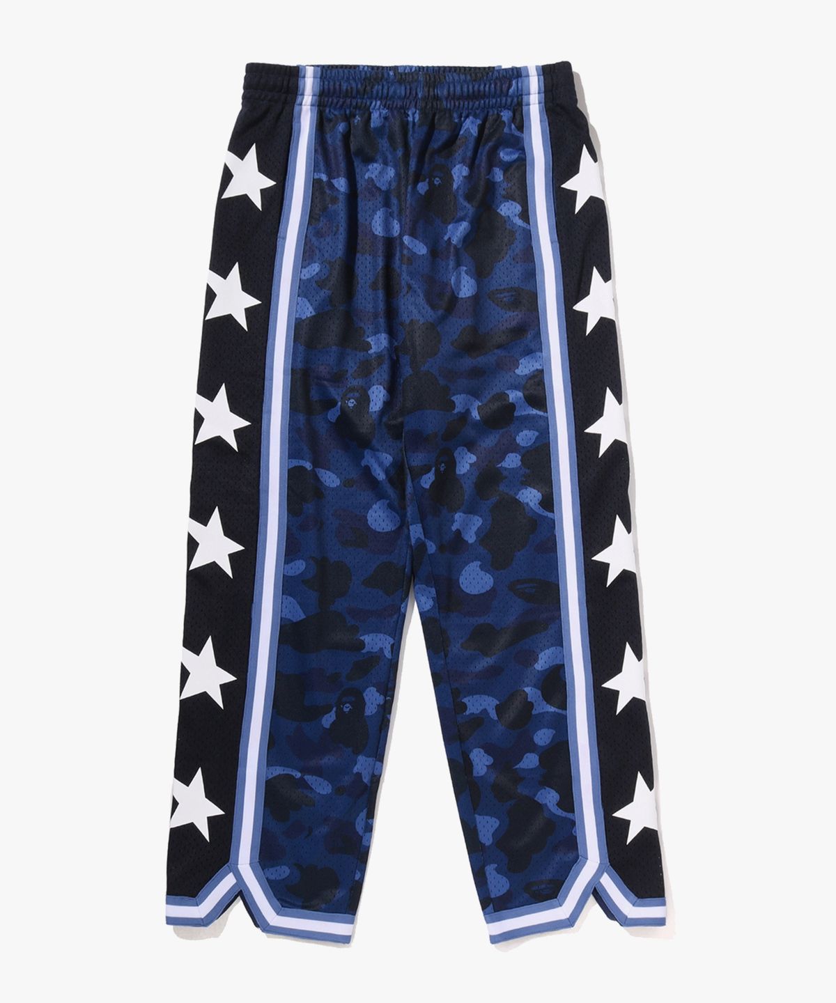 베이프(BAPE) 컬러 카모 메쉬 하이 스플릿 스냅버튼 릴렉스트 핏 팬츠(M) NAVY
