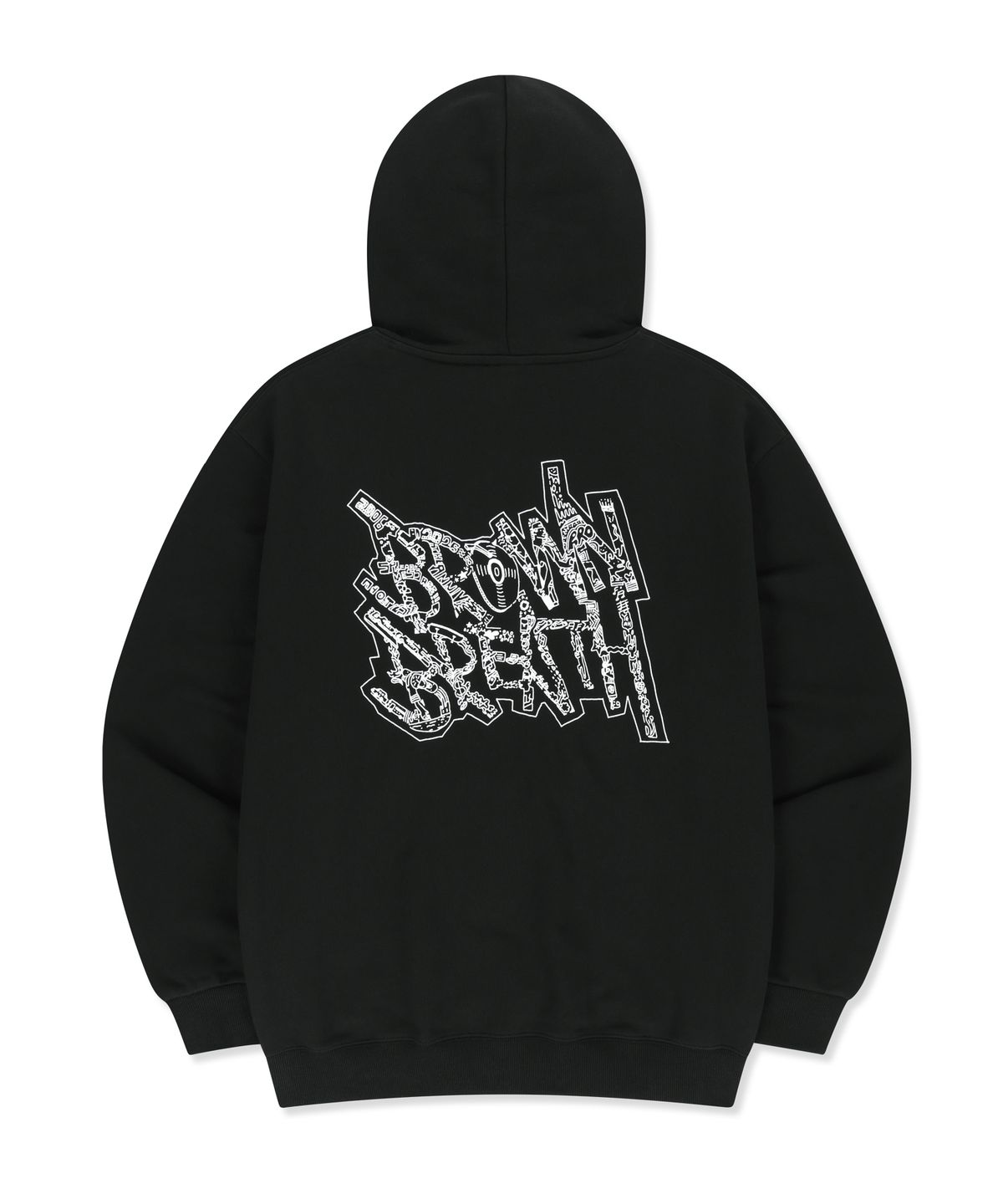 브라운브레스(BROWNBREATH) BB 20TH DOODLE TAG HOODIE - BLACK
