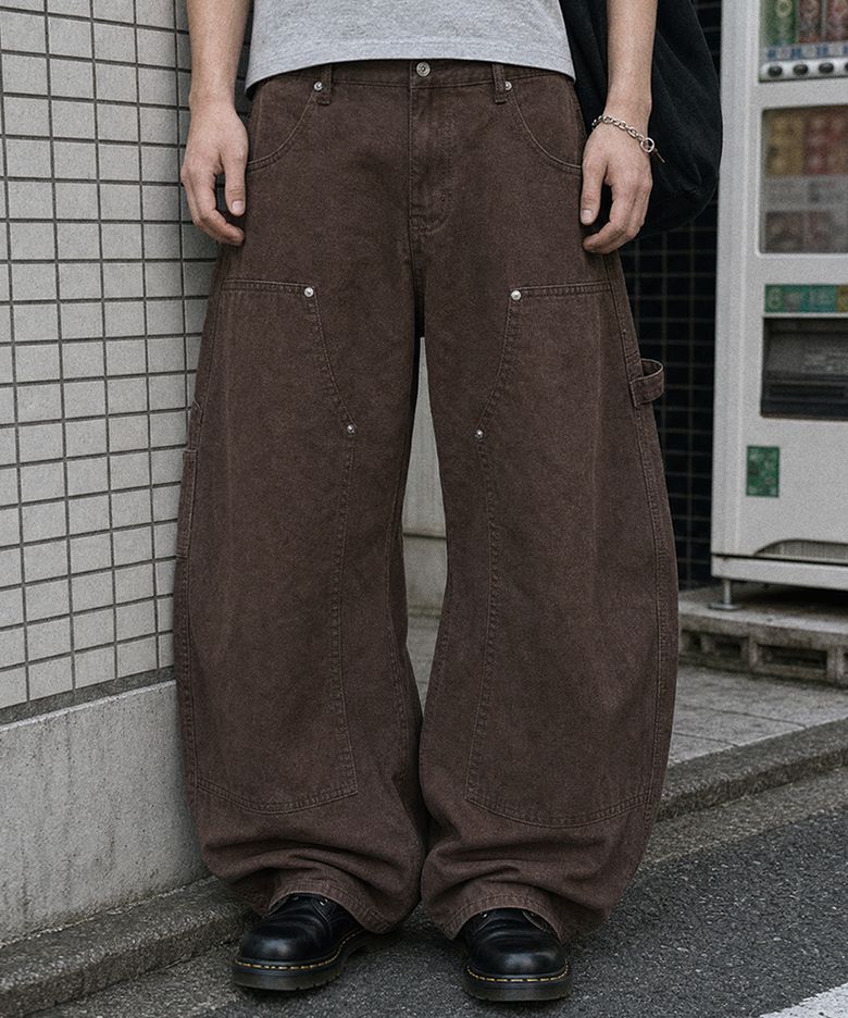 커브드 카펜터 데님팬츠 (브라운)