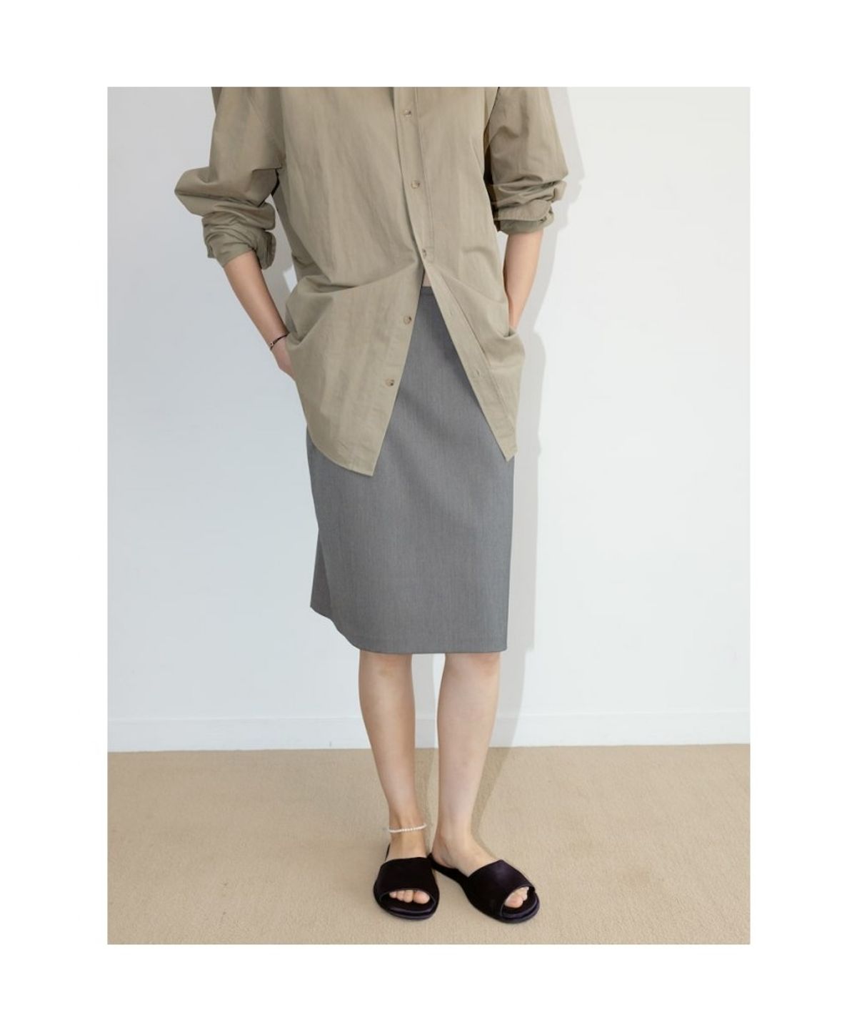 디애퍼처(THE APERTURE) Josh Midi H Line Skirt  Brown (TA6727A07D)
