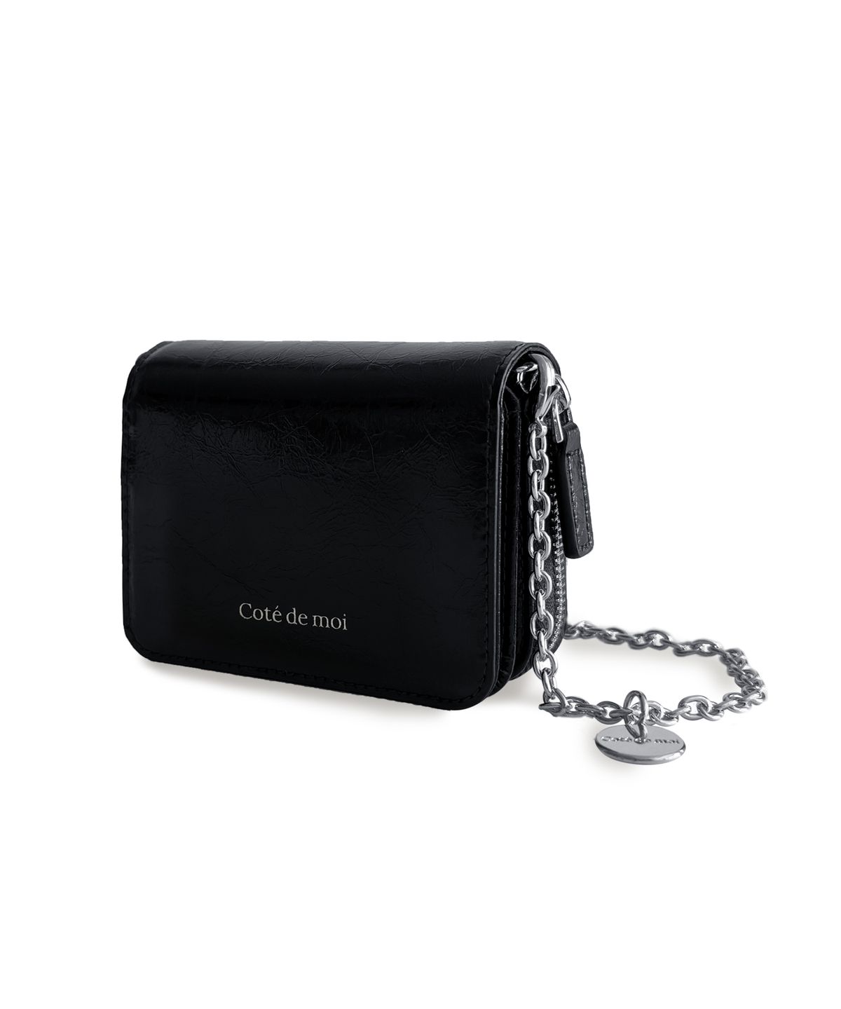 꼬떼드무아(COTEDEMOI) Page Zip Chain Wallet - Black