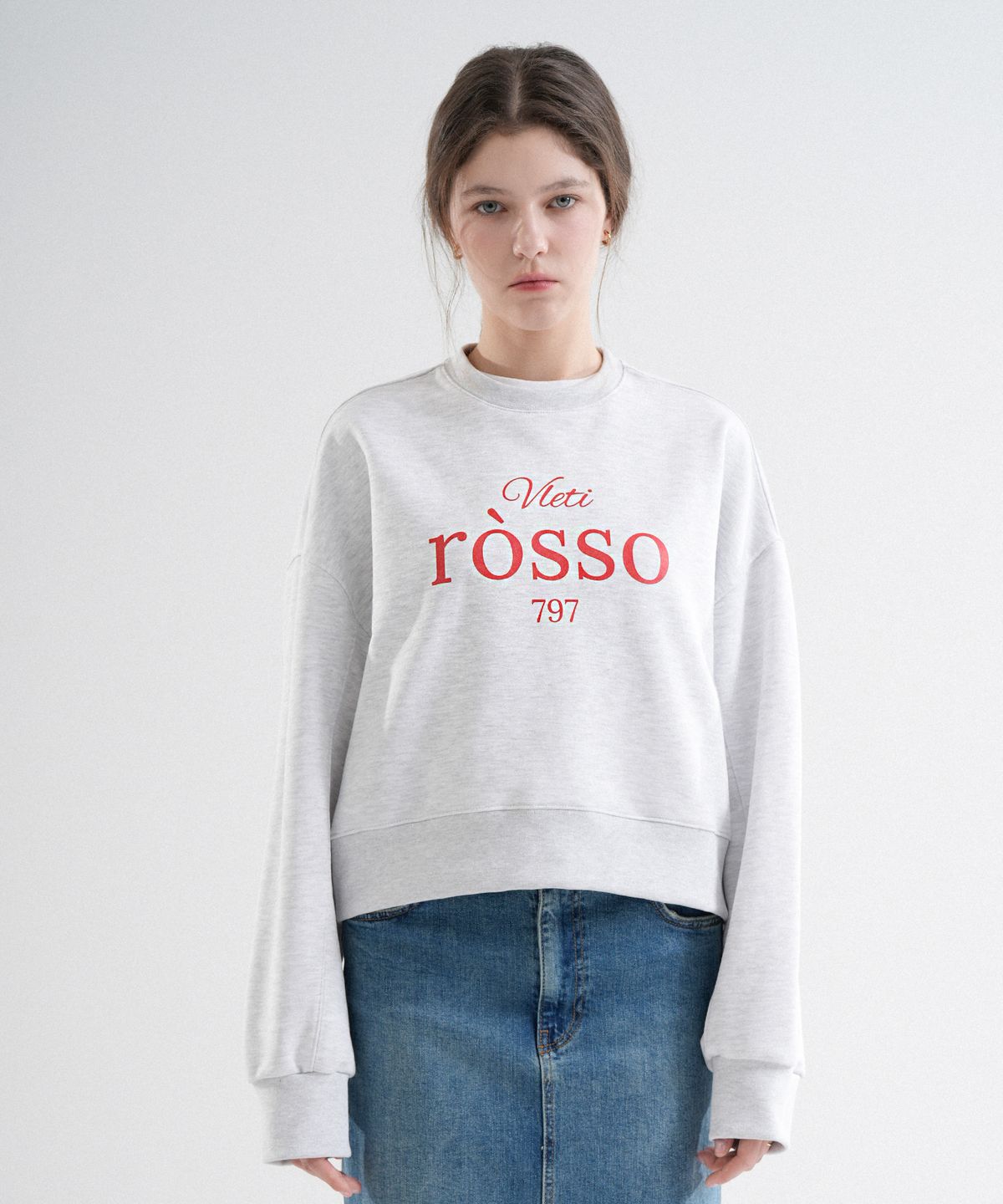 블레티(VLETI) Tentadumble Logo Crop Sweatshirt (Back_melange)