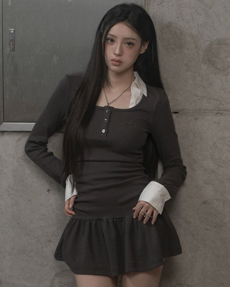 Overlay Mini Dress (charcoal)