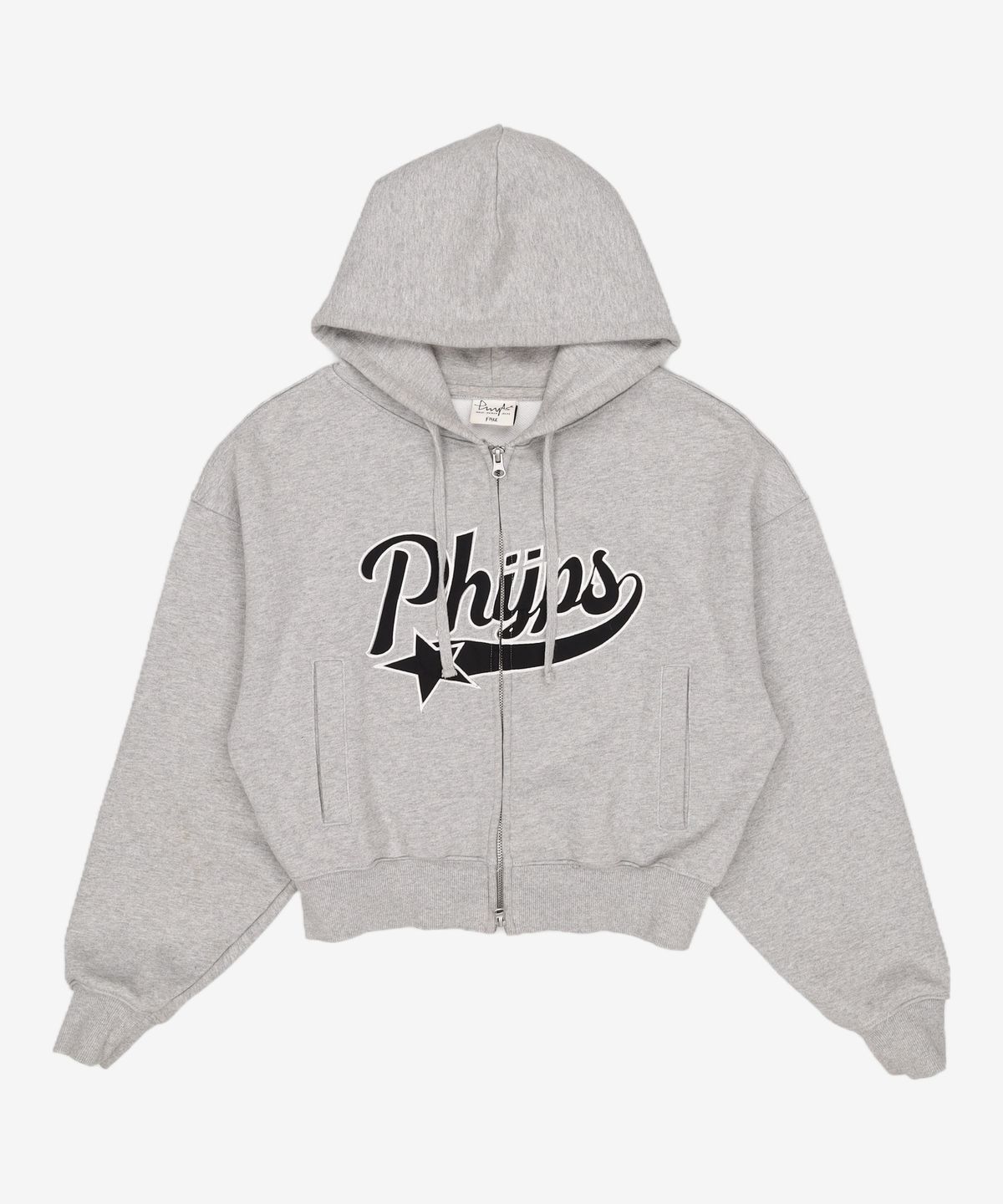 피지컬 디파트먼트(PHYSICAL DEPARTMENT) PHYPS® WOMENS CROP STAR TAIL HOODIE ZIP UP GRAY FREE