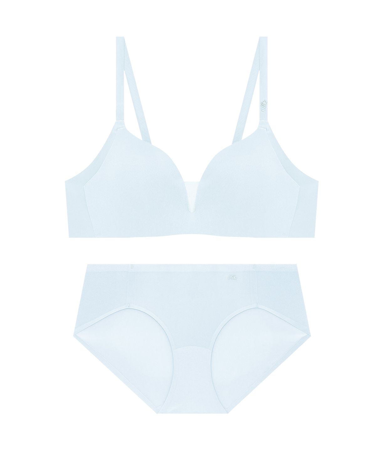 엘르이너웨어(ELLE INNERWEAR) 올데이 푸딩 노와이어 브라 팬티 세트 - 퓨어블루