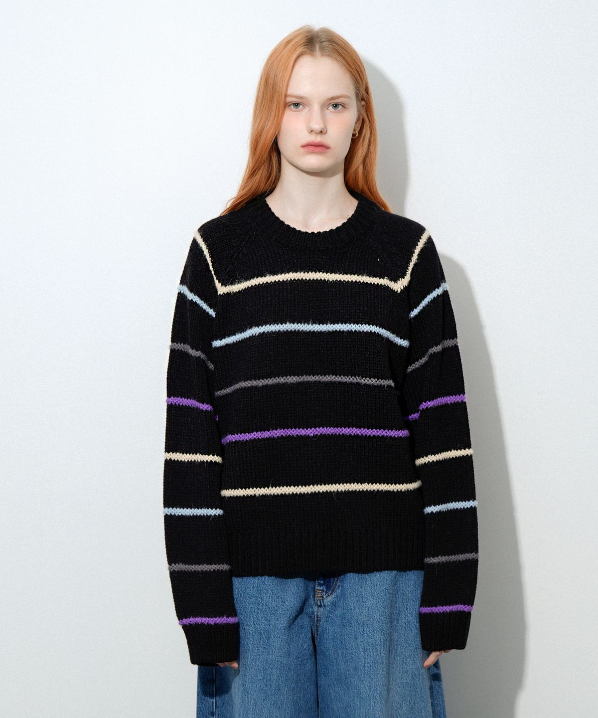 블레티(VLETI) Striped Coloration Knit (Black)