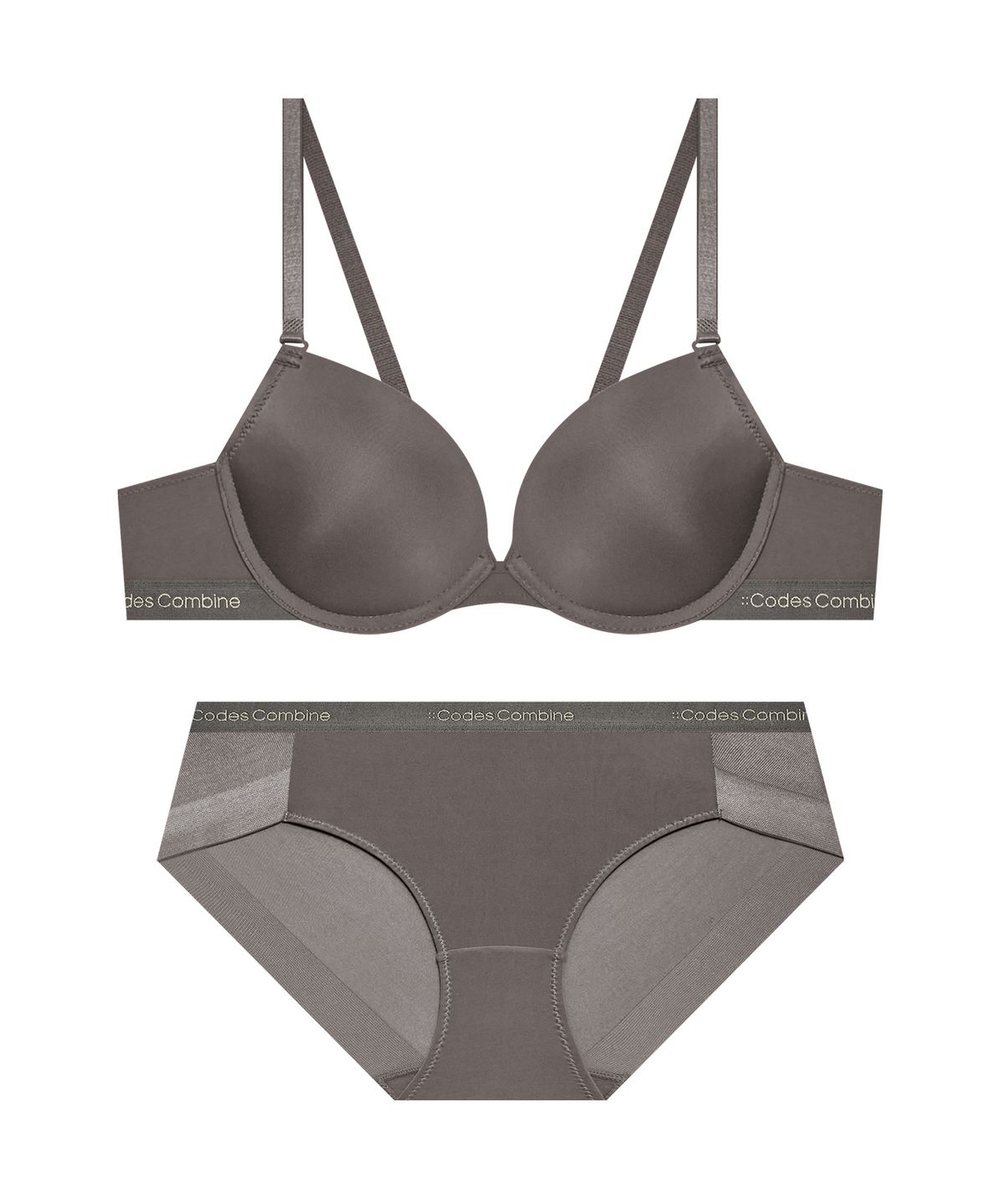 코데즈컴바인 이너웨어(CODES COMBINE INNERWEAR) 에센셜 컴포트 브라 햄팬티 세트_애쉬카키