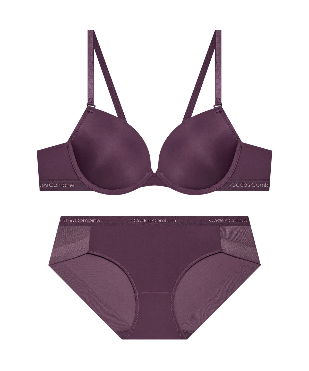 코데즈컴바인 이너웨어(CODES COMBINE INNERWEAR) 에센셜 컴포트 브라 햄팬티 세트_딥퍼플