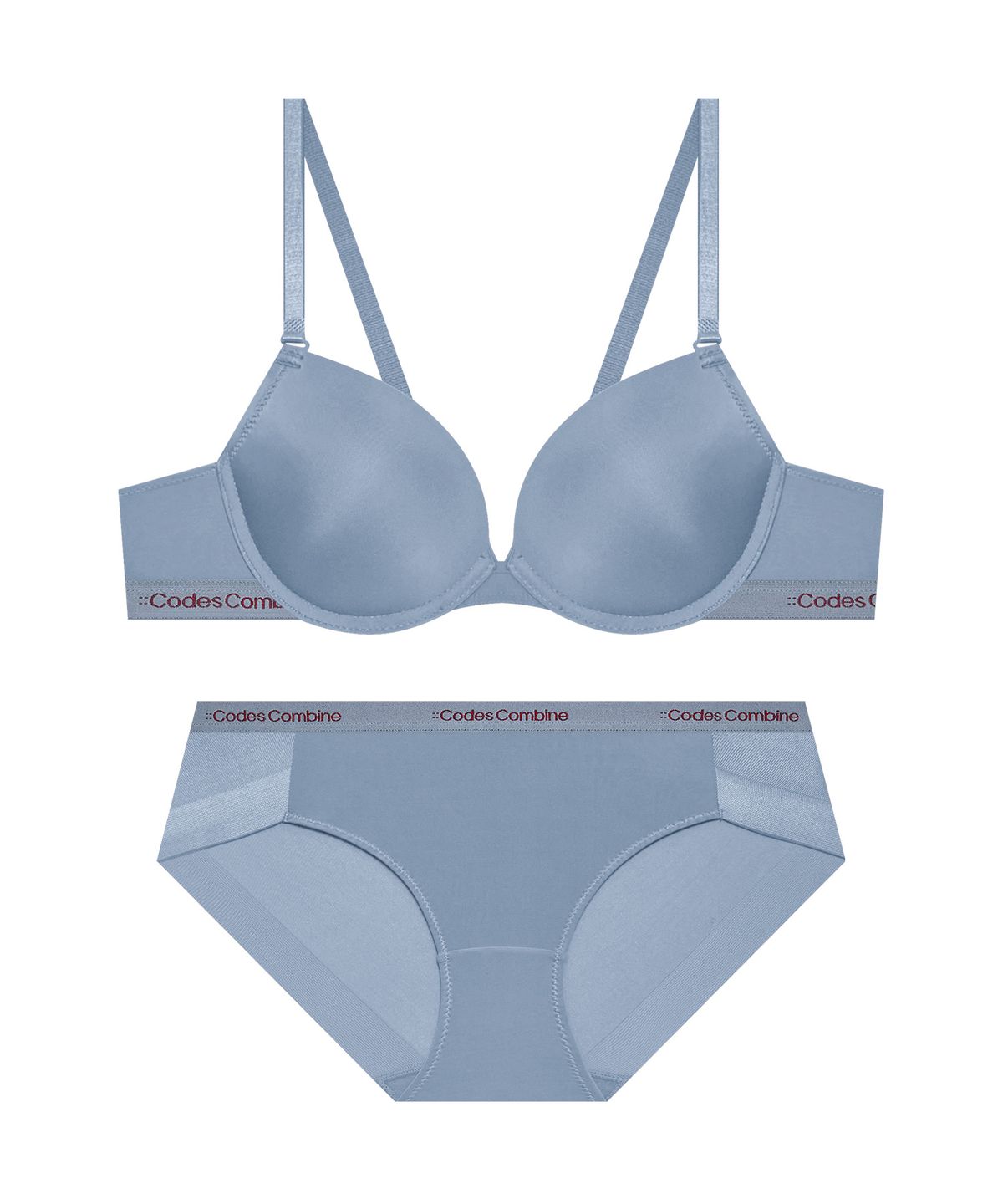 코데즈컴바인 이너웨어(CODES COMBINE INNERWEAR) 에센셜 컴포트 브라 햄팬티 세트_더스티블루