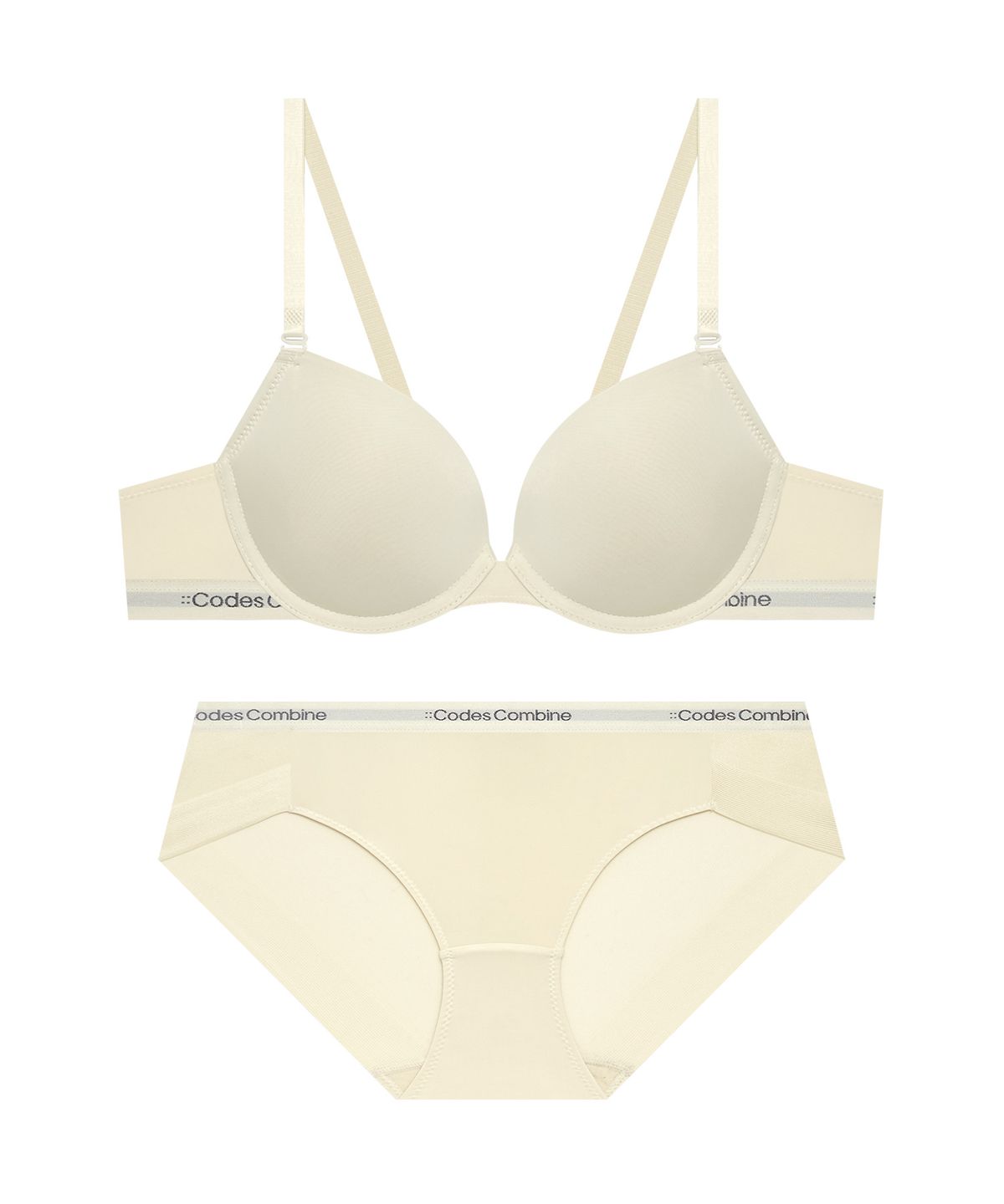코데즈컴바인 이너웨어(CODES COMBINE INNERWEAR) 에센셜 컴포트 브라 햄팬티 세트_크림