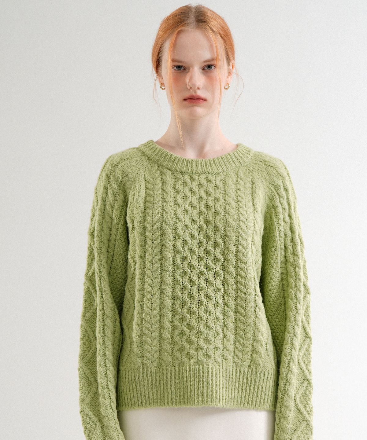 블레티(VLETI) Cable Wool Round Knit (Yellow_green)