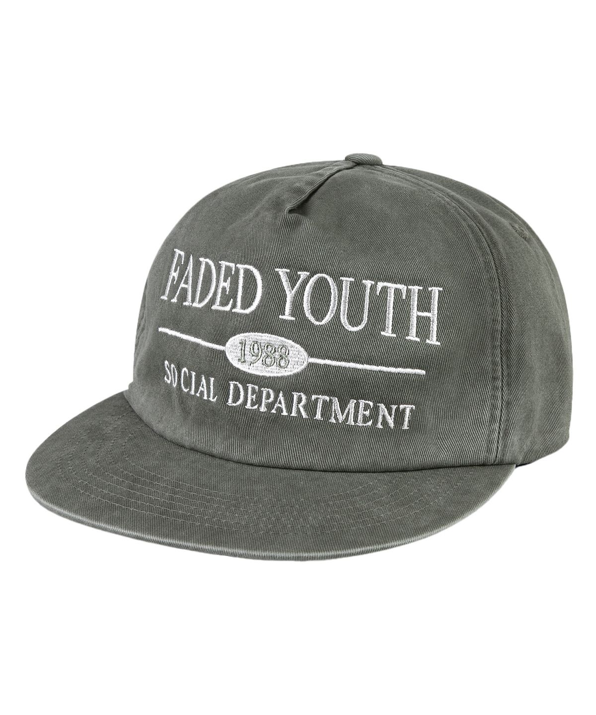 윅(WICK) FADED YOUTH 5패널 카치온 플랫 볼캡-카키