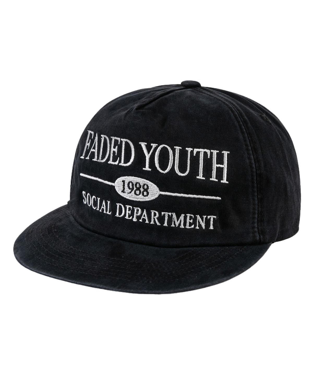 윅(WICK) FADED YOUTH 5패널 카치온 플랫 볼캡-블랙