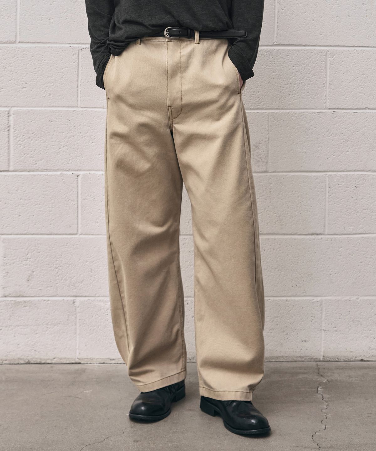 드로우핏(DRAW FIT) 커브드 코튼 워싱 팬츠 [BEIGE]