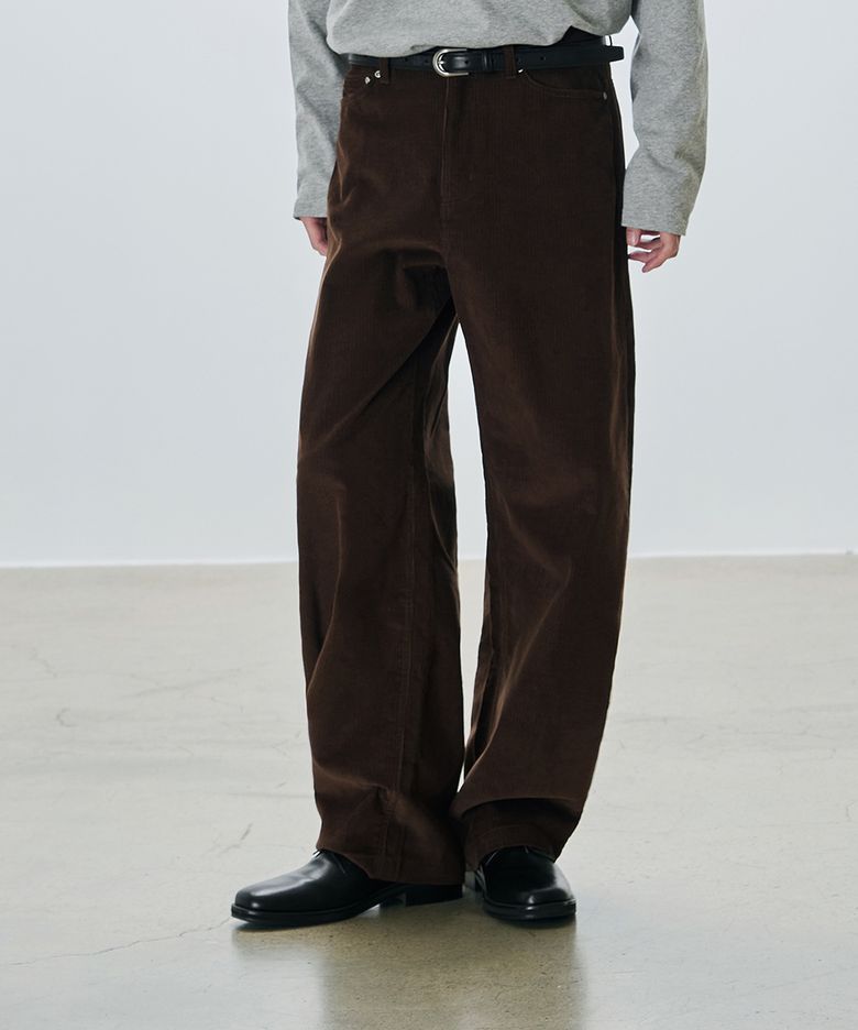 커브드 와이드 코듀로이 팬츠 [BROWN]