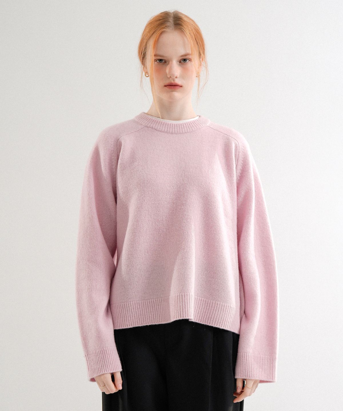 블레티(VLETI) Wool 100% Basic Loosefit Round Knit (Pink)