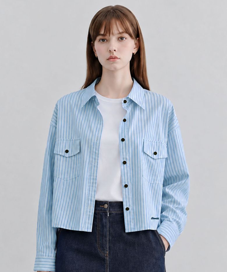[2차] Cielo Crop Stripe Shirt_4 Colors