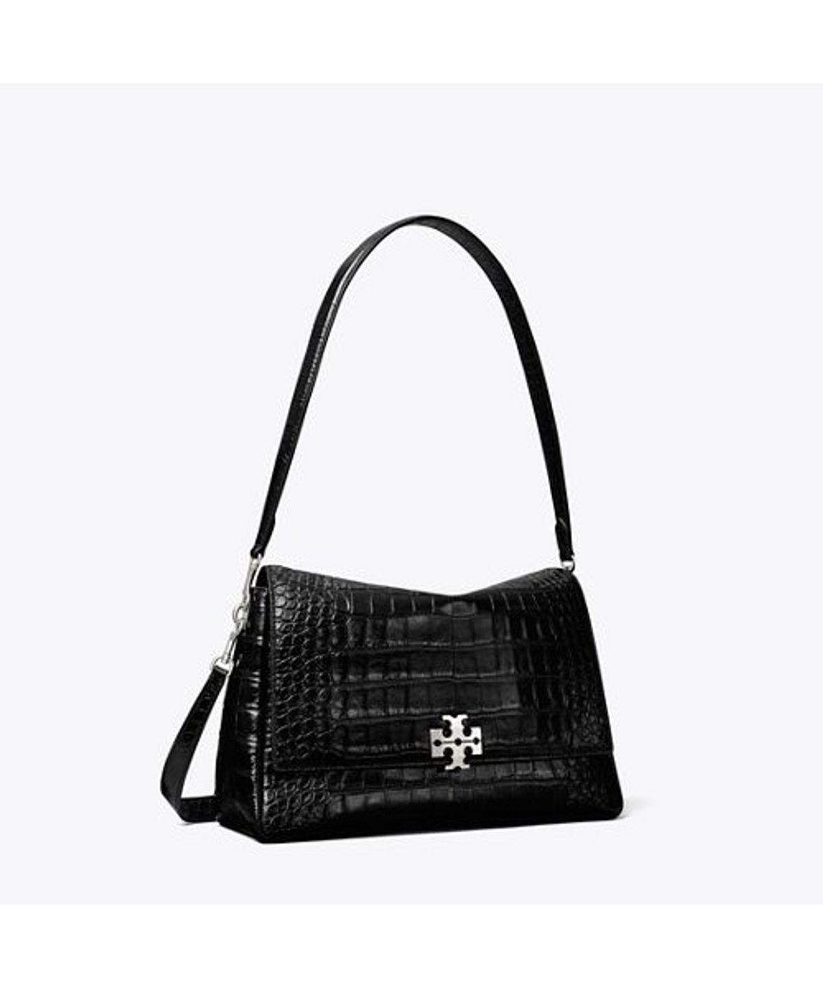 토리버치(TORYBURCH) 찰리 엠보스드 크록 숄더 백 - 블랙