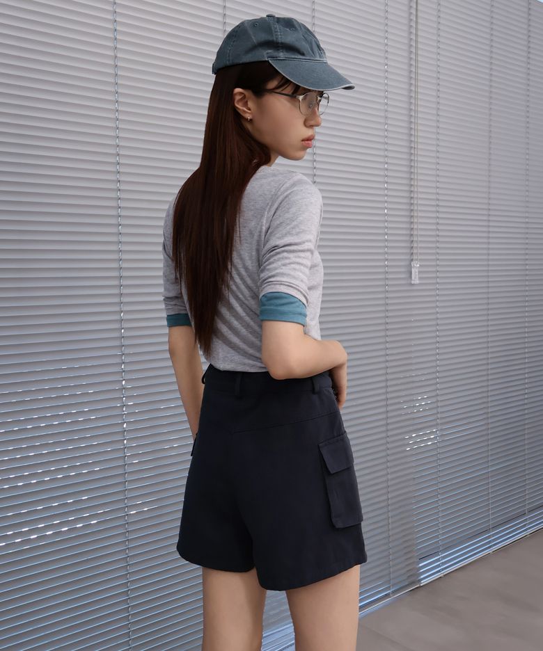 샌드 트윌 플랩 카고 쇼츠 네이비