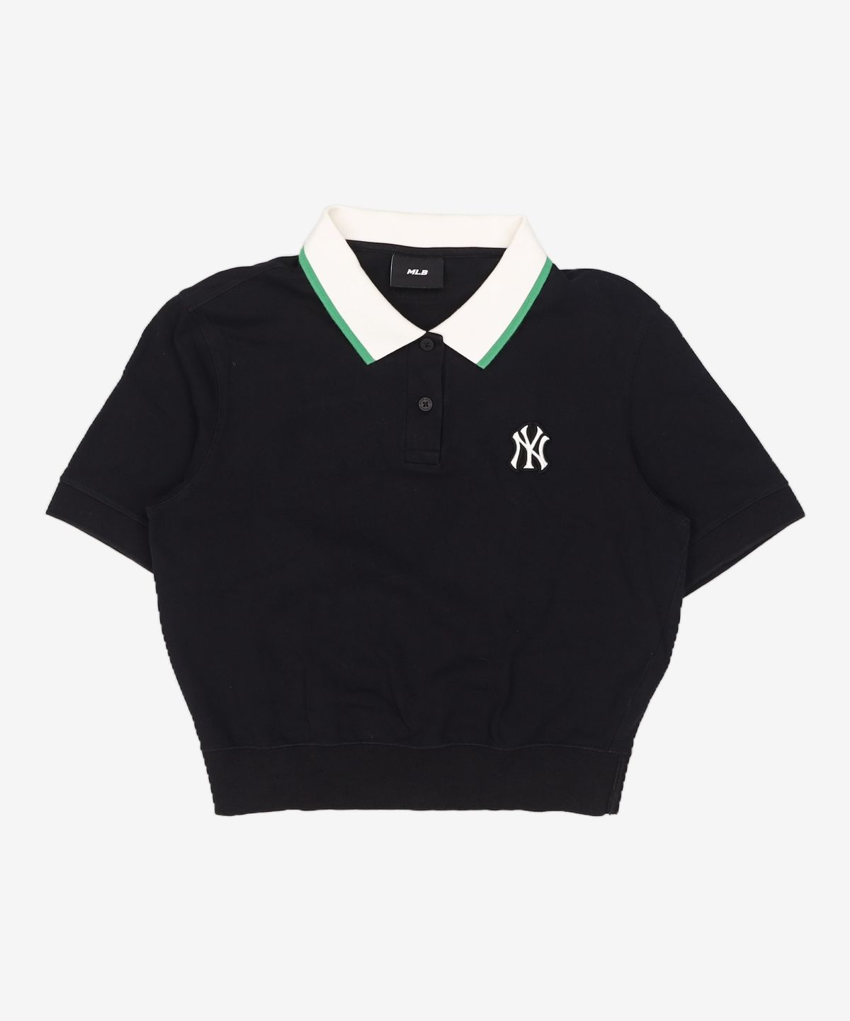 엠엘비(MLB) 여성 배색 크롭 카라 티셔츠 NY (Black) M