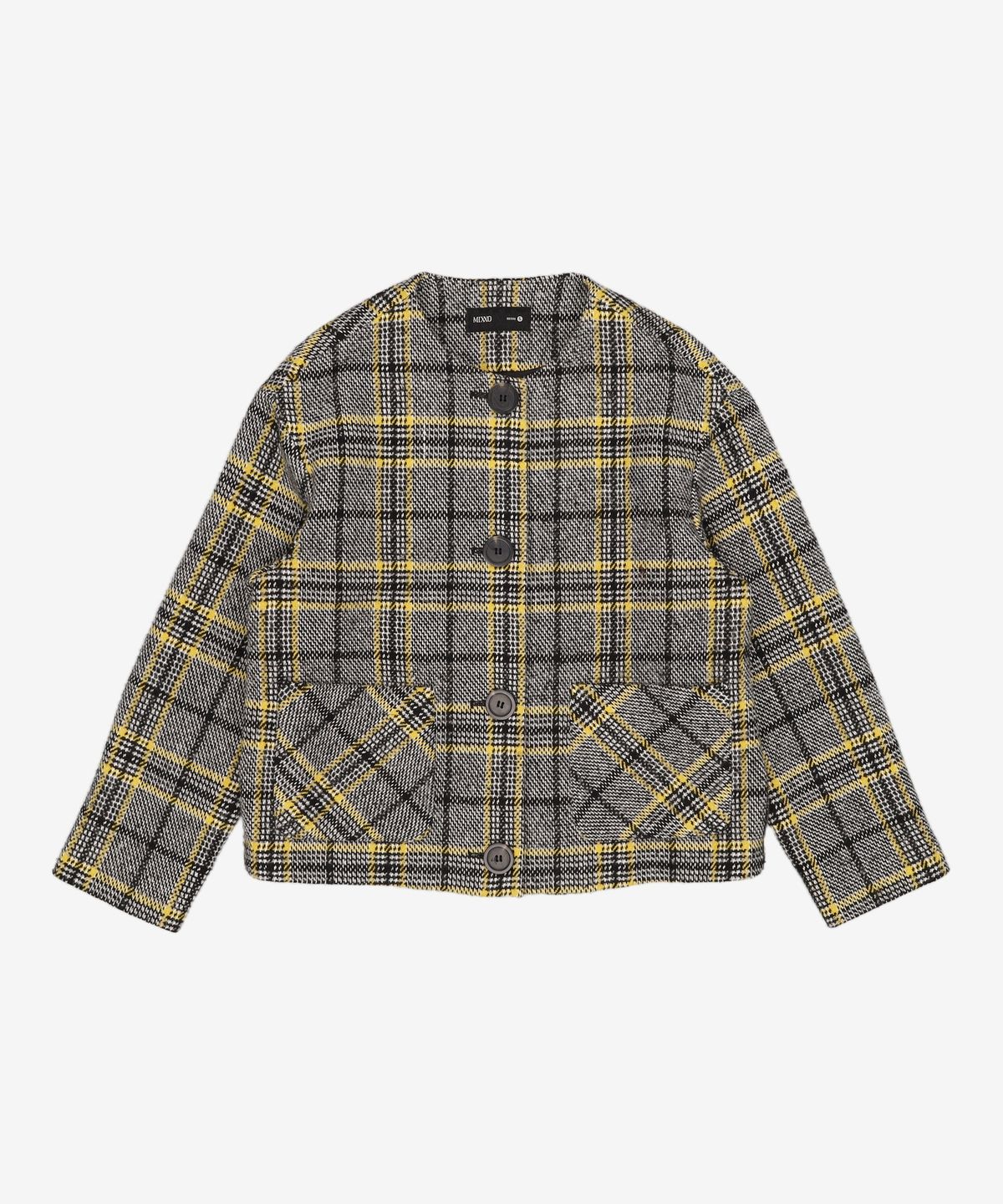 미쏘(MIXXO) 체크 라운드넥 자켓 MIWJK8V01G S