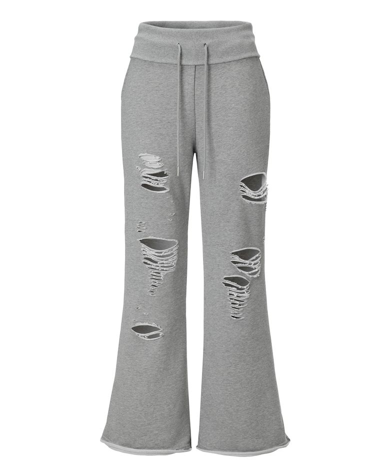 Damaged Cutting Bootcut Sweat Pants (grey)