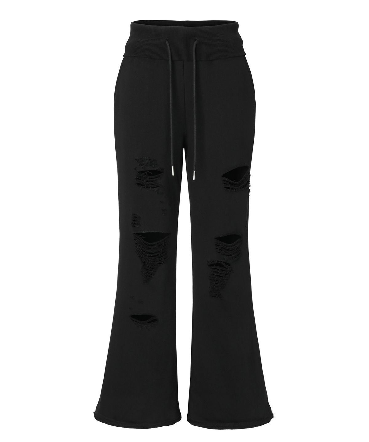 이네기(INEGI) Damaged Cutting Bootcut Sweat Pants (black)