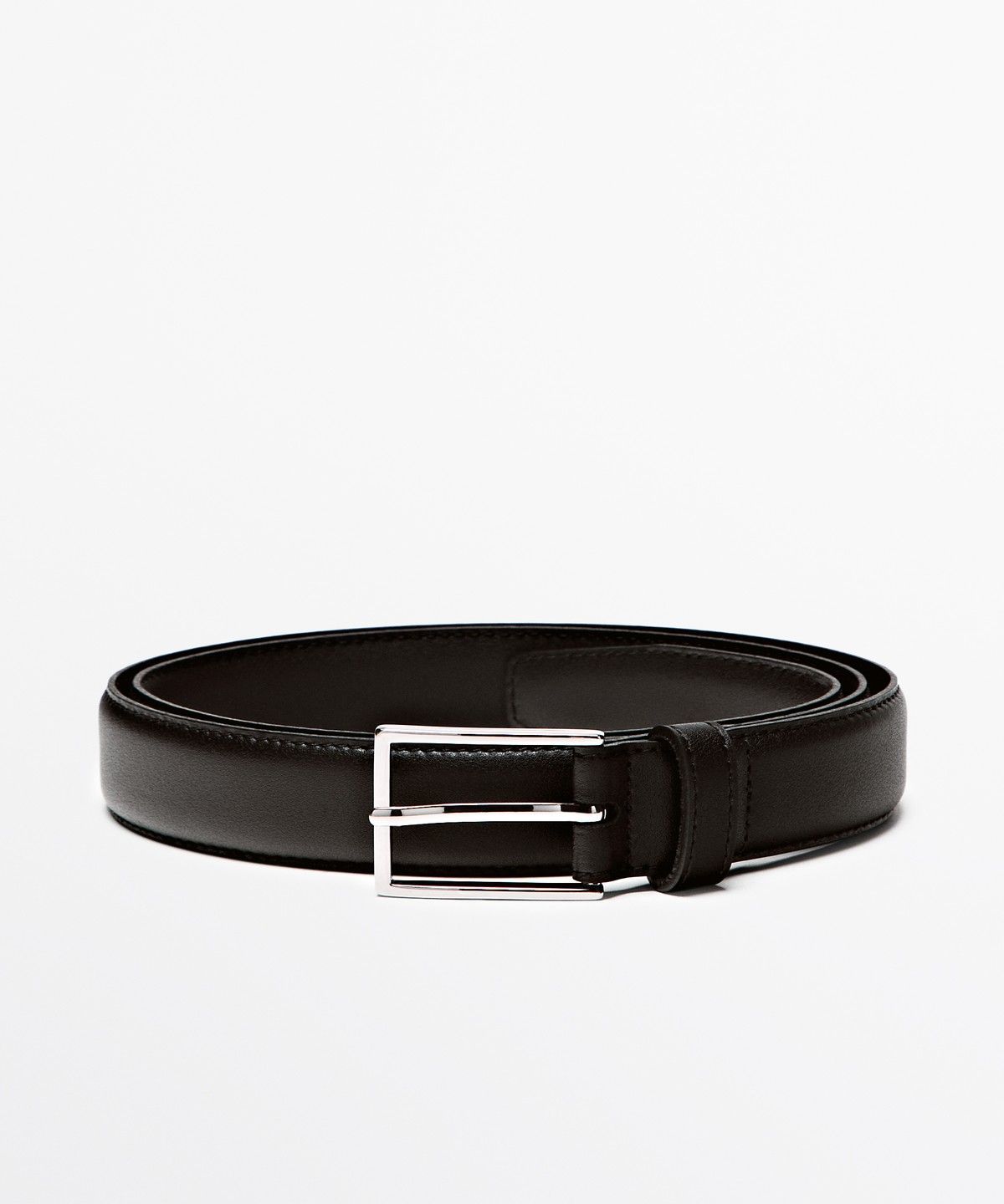 마시모두띠(MASSIMO DUTTI) 스티치 디테일 나파 가죽 벨트