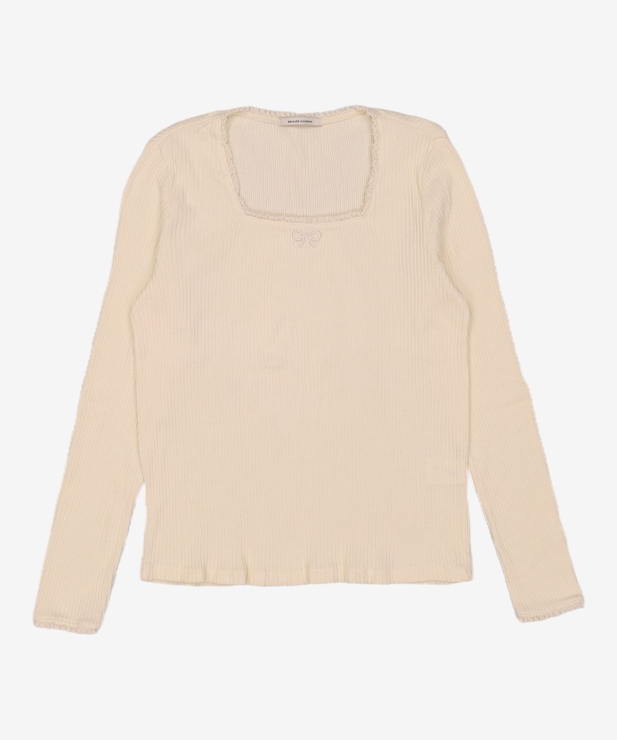 비뮤즈맨션(BEMUSE MANSION) Ribbon point square neck top - Cream FREE
