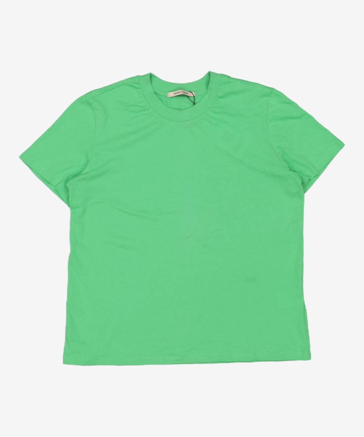 비뮤즈맨션(BEMUSE MANSION) Plain round-neck tee - Yellow green FREE