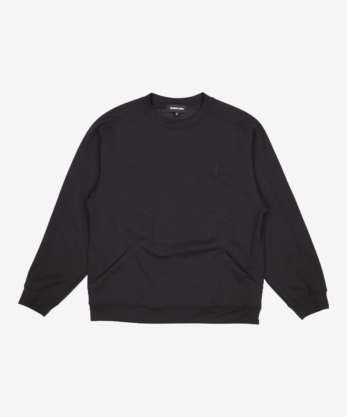 우알롱(WOOALONG) Oblique pocket sweatshirt - BLACK L