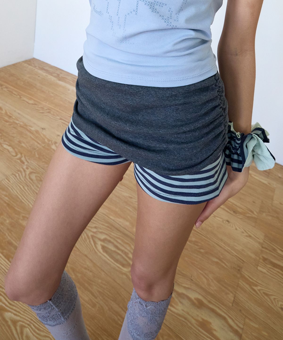 페이네틱(PAINETIC) Ruched Tie Shorts (MINT)