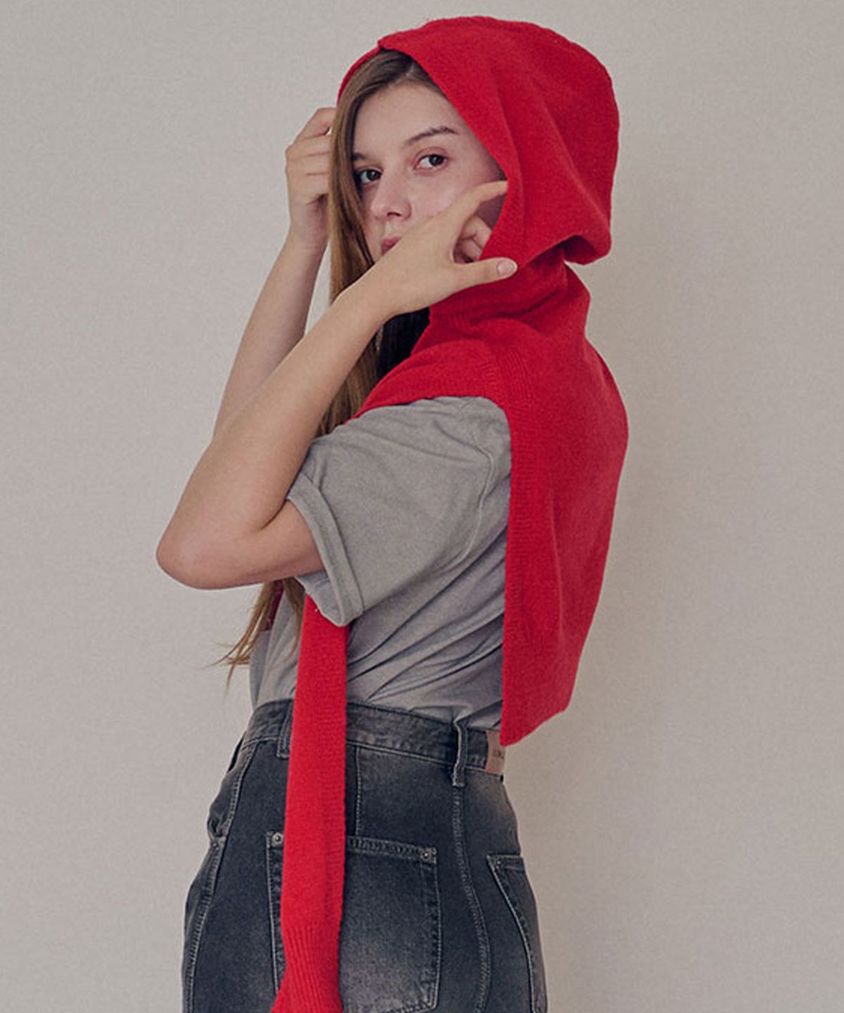 슬로우롤리(SLOWLOLLI) Superfine merino hood shawl_4 Colors