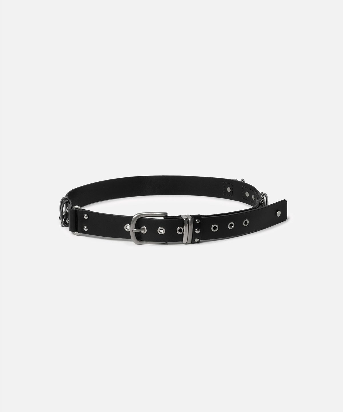 인스턴트펑크(INSTANTFUNK) MULTI RING LEATHER BELT - BLACK