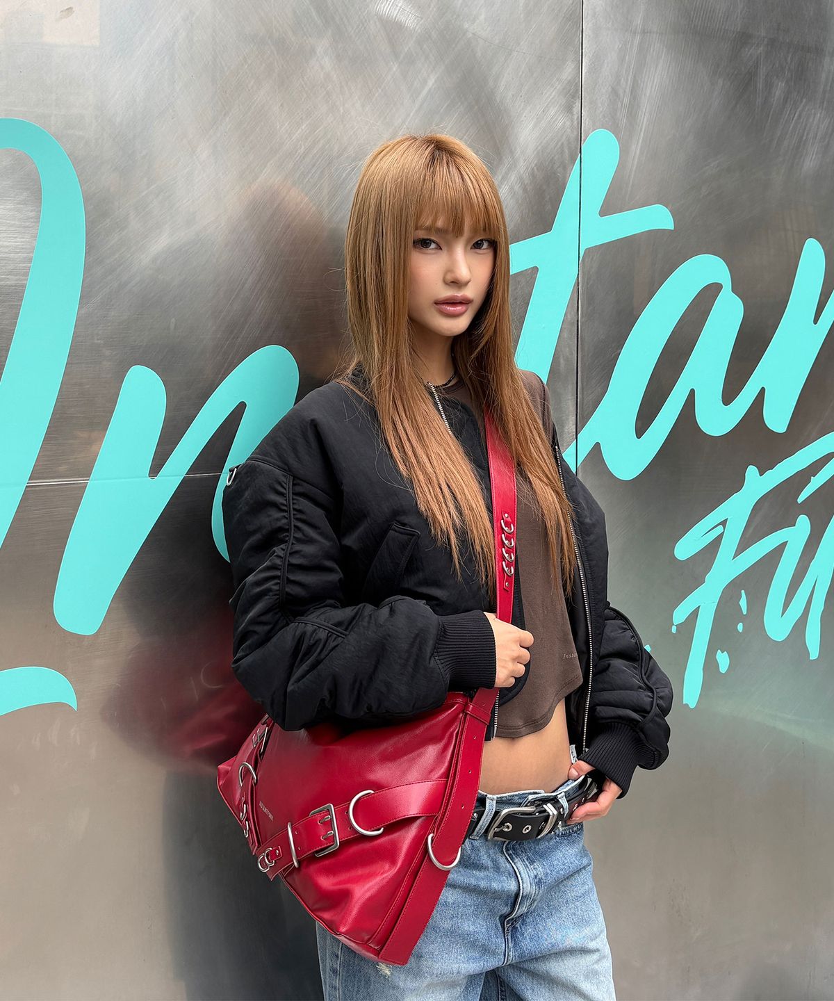 인스턴트펑크(INSTANTFUNK) BELTED HARDWARE BAG - RED