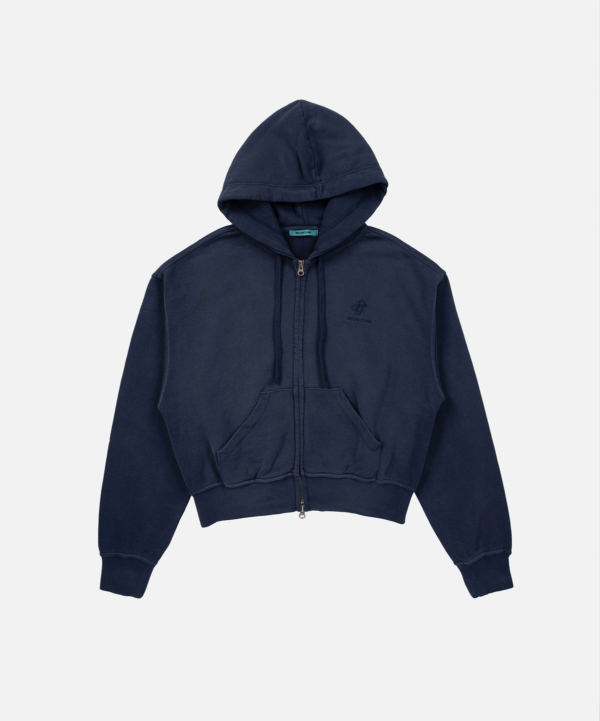 인스턴트펑크(INSTANTFUNK) WASHED CROPPED HOODIE - NAVY