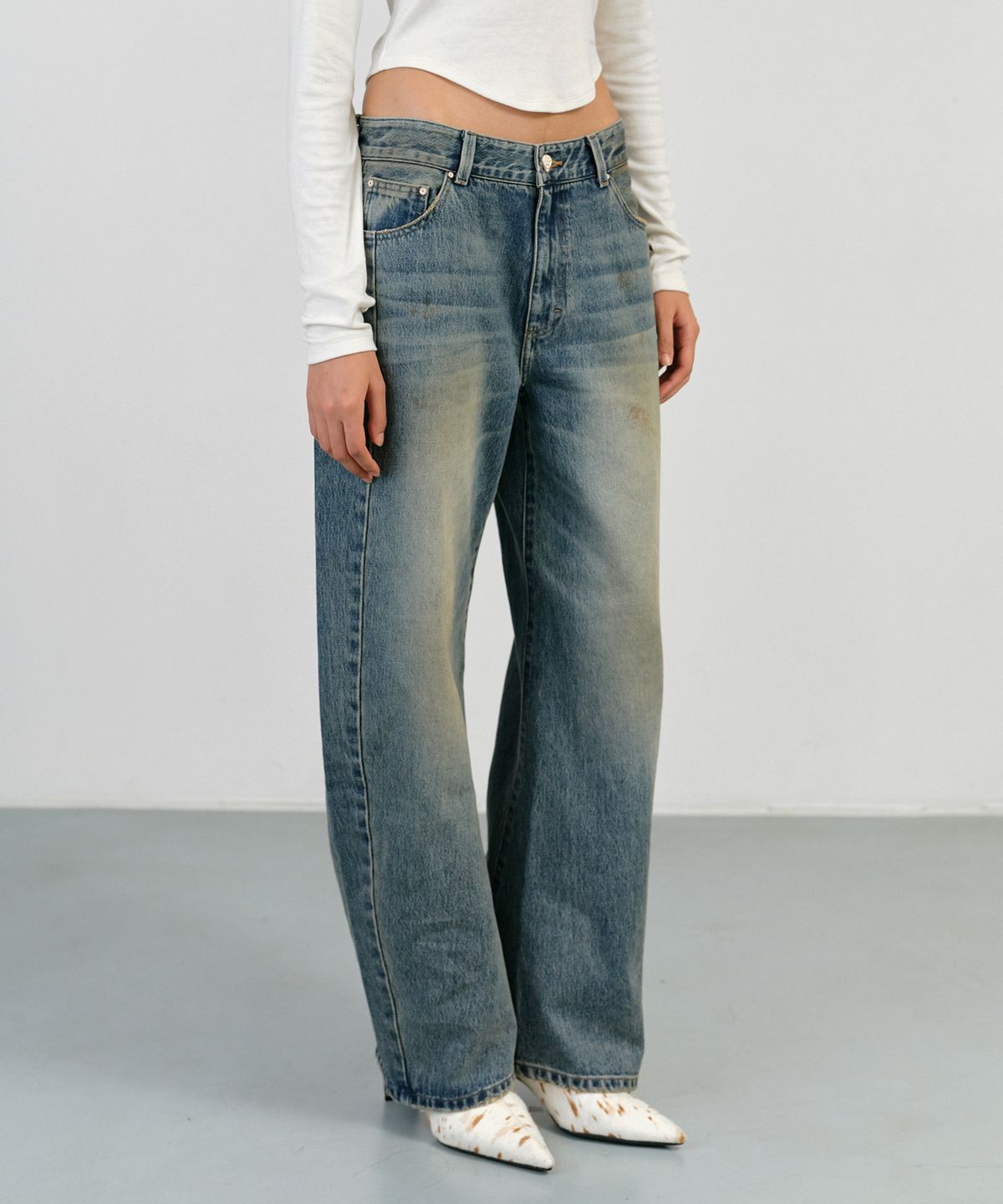 인스턴트펑크(INSTANTFUNK) WASHED ARCH FIT DENIM - BLUE