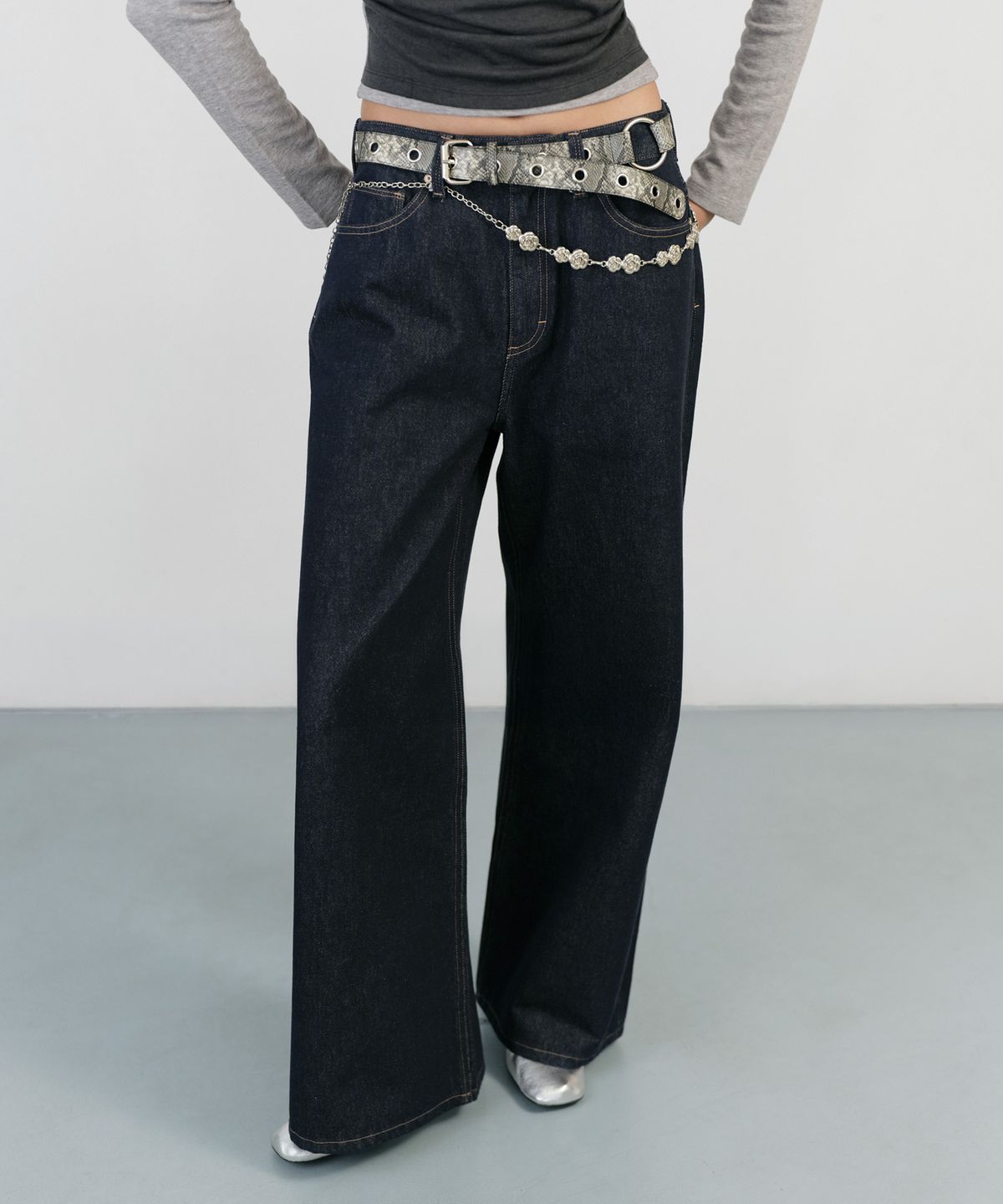 인스턴트펑크(INSTANTFUNK) LOW RISE BUCKLE DENIM - INDIGO