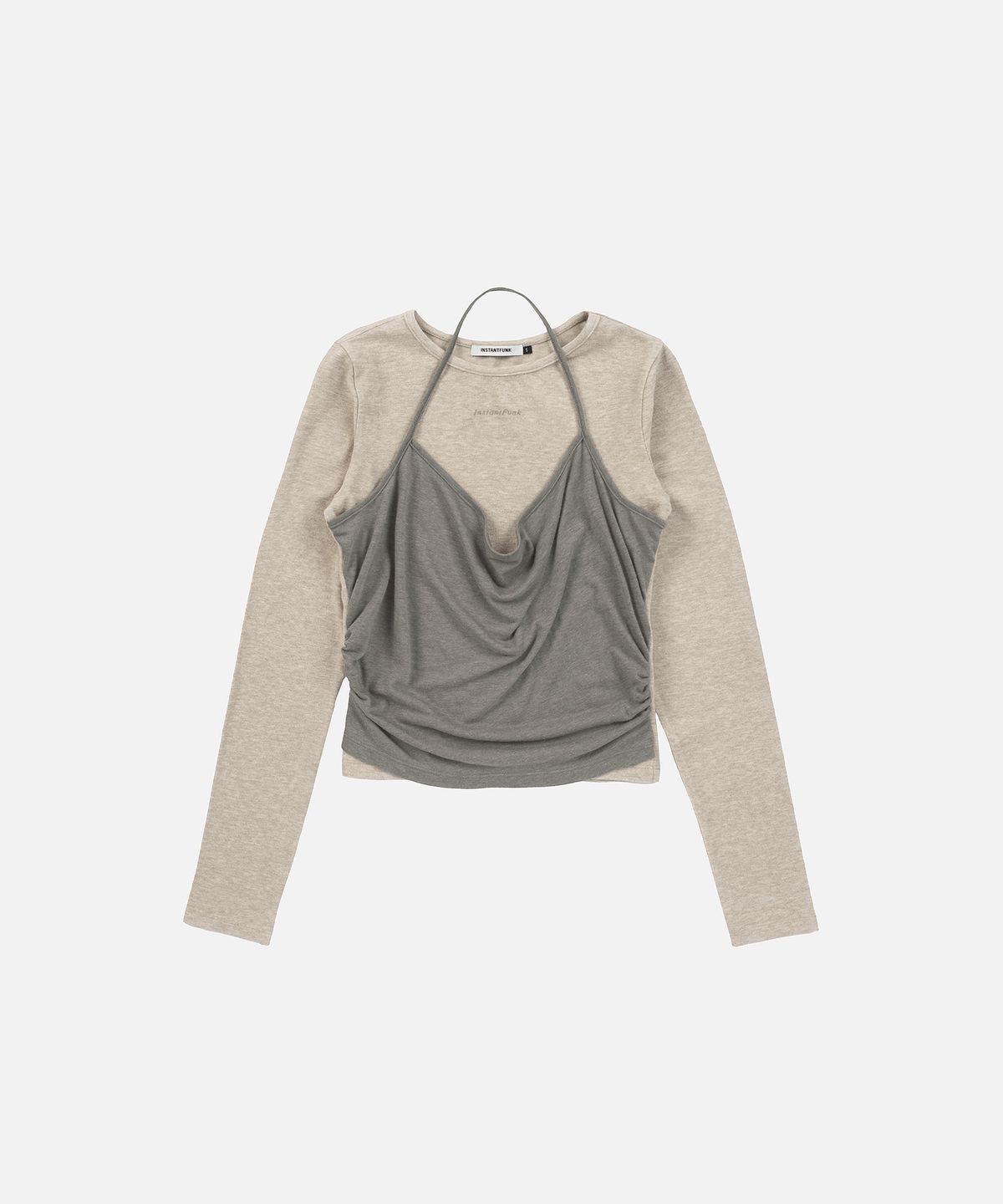 인스턴트펑크(INSTANTFUNK) LAYERED HALTER TOP - BEIGE